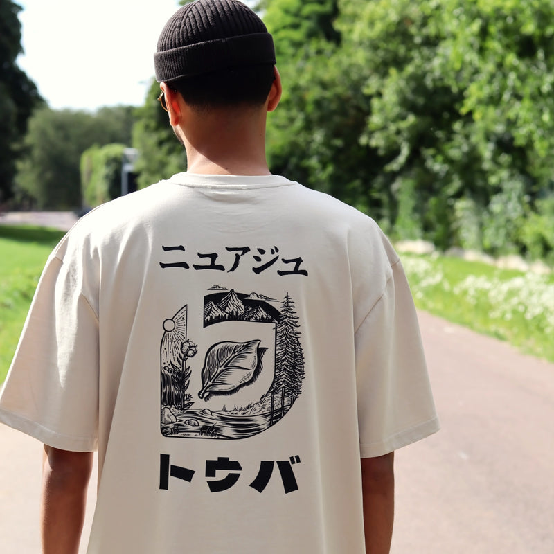 Teeshirt oversize beige - collab tōoba x nuajj dos