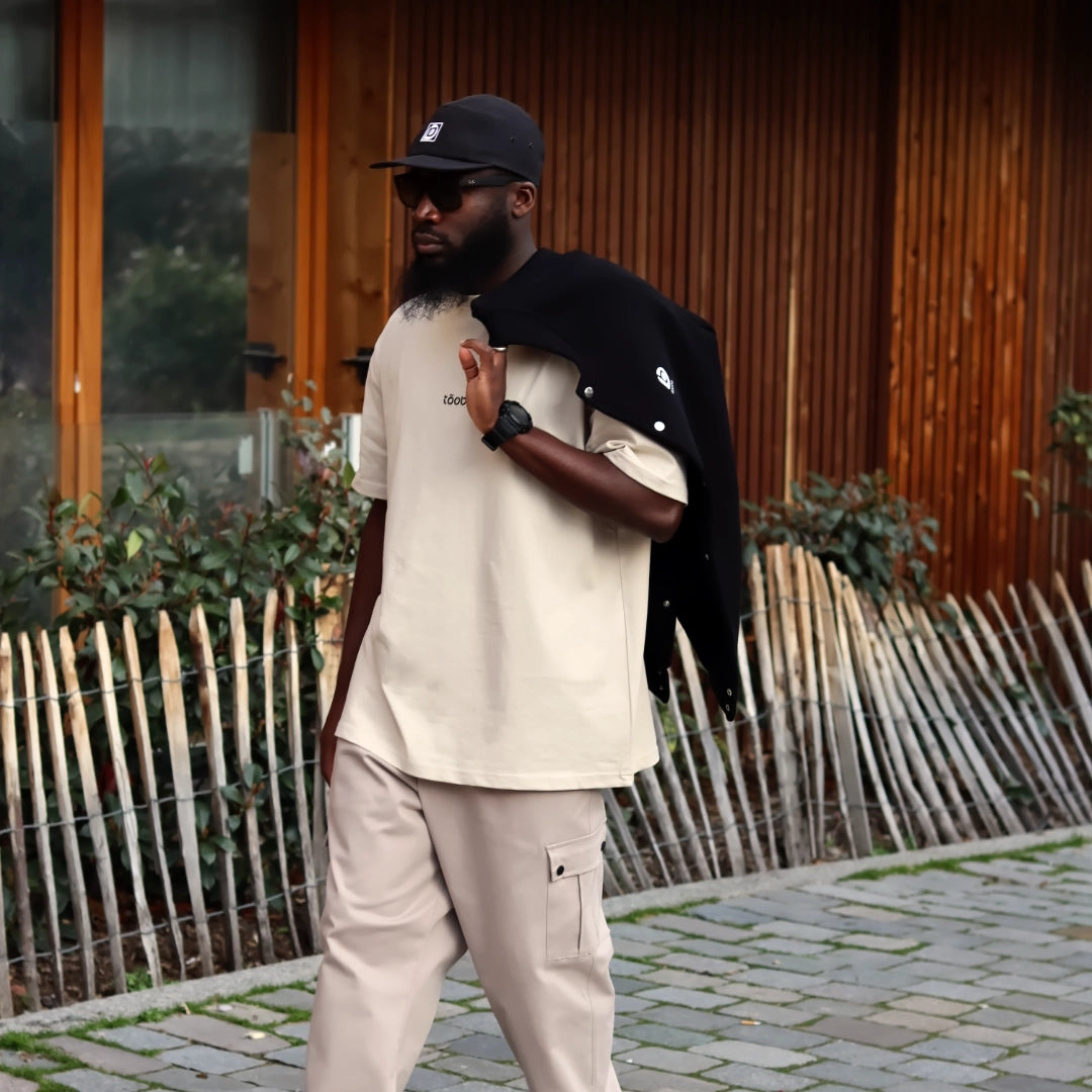 T-shirt oversize beige en coton toōba