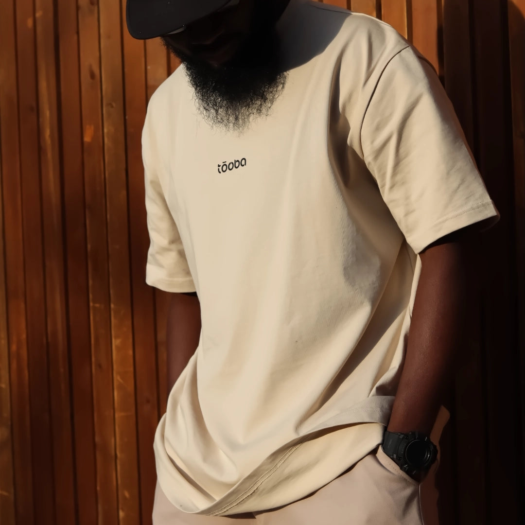 T-shirt oversize beige en coton toōba